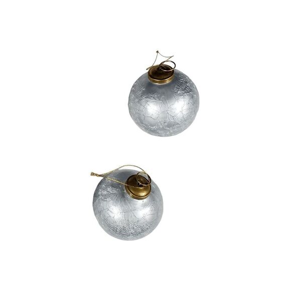 Christmas Tree Ornaments Lot of 4 Textured Glass Balls Silver Holiday Decor - Picture 4 of 6